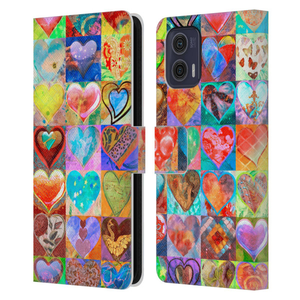Aimee Stewart Colourful Sweets Hearts Grid Leather Book Wallet Case Cover For Motorola Moto G73 5G
