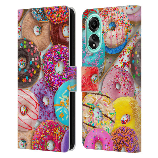 Aimee Stewart Colourful Sweets Donut Noms Leather Book Wallet Case Cover For OPPO A78 5G