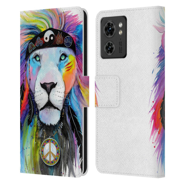 Pixie Cold Cats Hippy Lion Leather Book Wallet Case Cover For Motorola Moto Edge 40