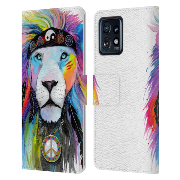 Pixie Cold Cats Hippy Lion Leather Book Wallet Case Cover For Motorola Moto Edge 40 Pro