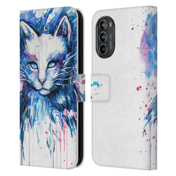 Pixie Cold Cats Space Leather Book Wallet Case Cover For Motorola Moto G82 5G