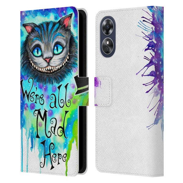 Pixie Cold Cats We Are All Mad Here Leather Book Wallet Case Cover For OPPO A17