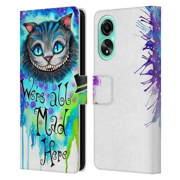 Pixie Cold Cats We Are All Mad Here Leather Book Wallet Case Cover For OPPO A78 4G