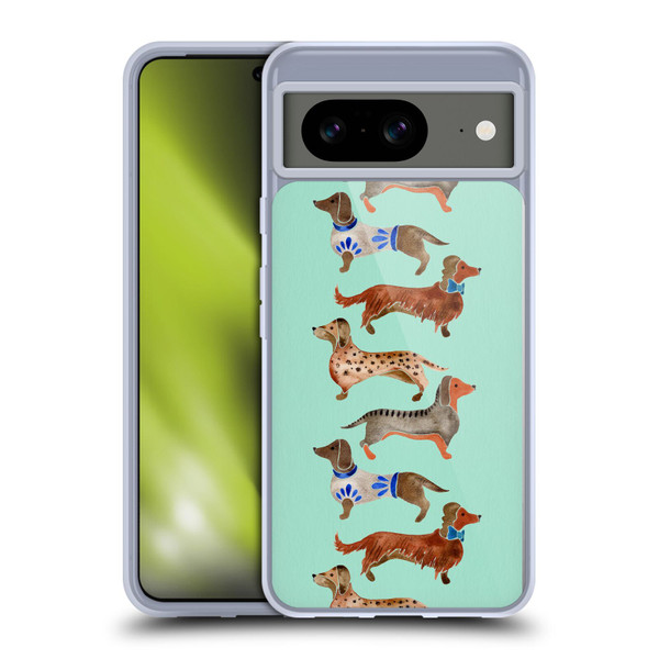 Cat Coquillette Animals Blue Dachshunds Soft Gel Case for Google Pixel 8