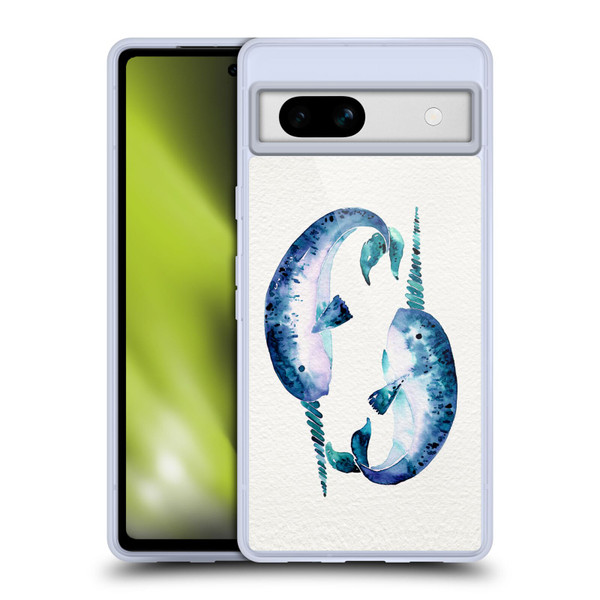 Cat Coquillette Sea Blue Narwhals Soft Gel Case for Google Pixel 7a