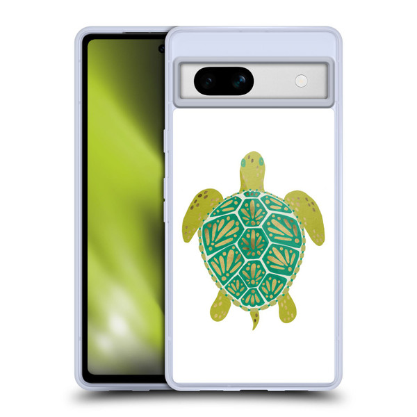 Cat Coquillette Sea Turtle Green Soft Gel Case for Google Pixel 7a