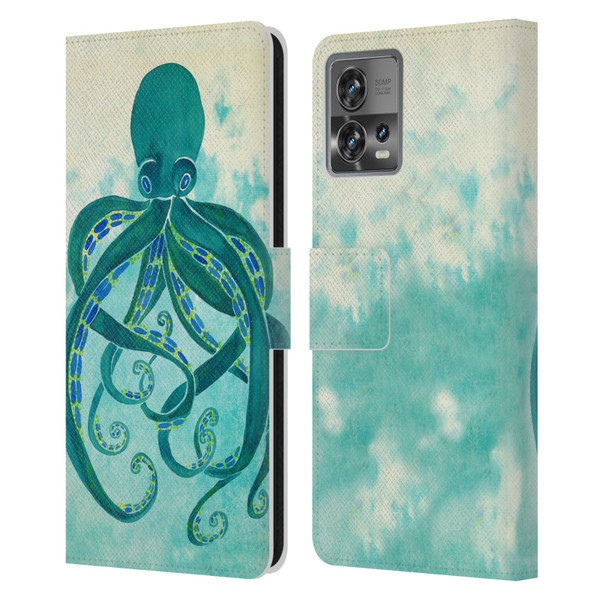 Cat Coquillette Sea Octopus Leather Book Wallet Case Cover For Motorola Moto Edge 30 Fusion