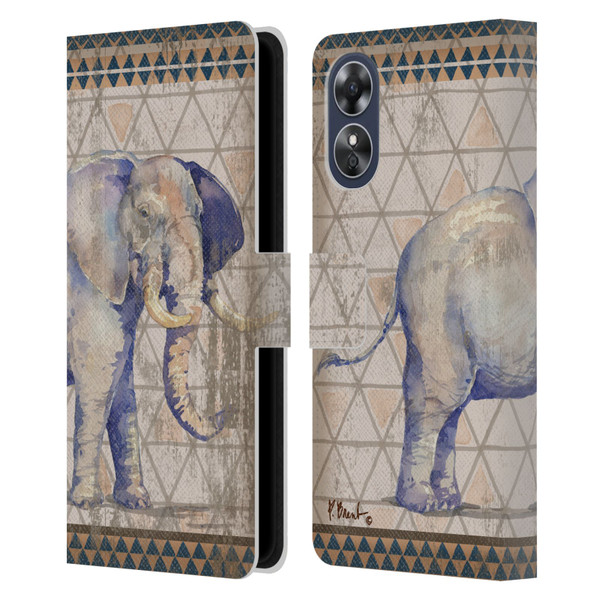 Paul Brent Animals Tribal Elephant Leather Book Wallet Case Cover For OPPO A17