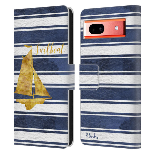 Paul Brent Nautical Sailboat Leather Book Wallet Case Cover For Google Pixel 7a