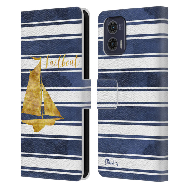 Paul Brent Nautical Sailboat Leather Book Wallet Case Cover For Motorola Moto G73 5G