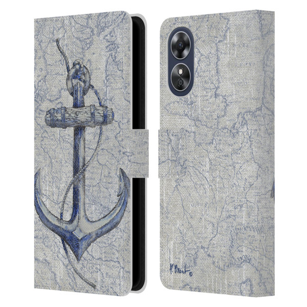 Paul Brent Nautical Vintage Anchor Leather Book Wallet Case Cover For OPPO A17