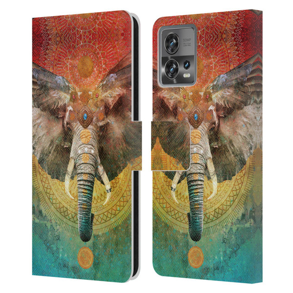 Jena DellaGrottaglia Animals Elephant Leather Book Wallet Case Cover For Motorola Moto Edge 30 Fusion