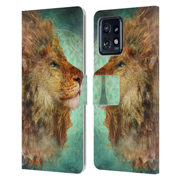 Jena DellaGrottaglia Animals Lion Leather Book Wallet Case Cover For Motorola Moto Edge 40 Pro