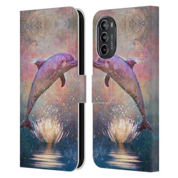 Jena DellaGrottaglia Animals Dolphin Leather Book Wallet Case Cover For Motorola Moto G82 5G