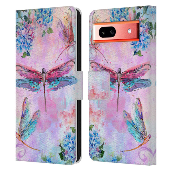Jena DellaGrottaglia Insects Dragonflies Leather Book Wallet Case Cover For Google Pixel 7a