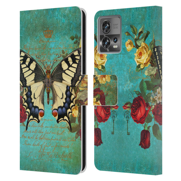 Jena DellaGrottaglia Insects Butterfly Garden Leather Book Wallet Case Cover For Motorola Moto Edge 30 Fusion