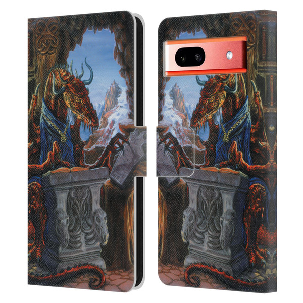 Ed Beard Jr Dragons Ancient Scholar Leather Book Wallet Case Cover For Google Pixel 7a