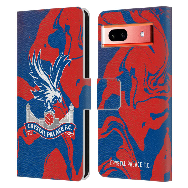Crystal Palace FC Crest Red And Blue Marble Leather Book Wallet Case Cover For Google Pixel 7a