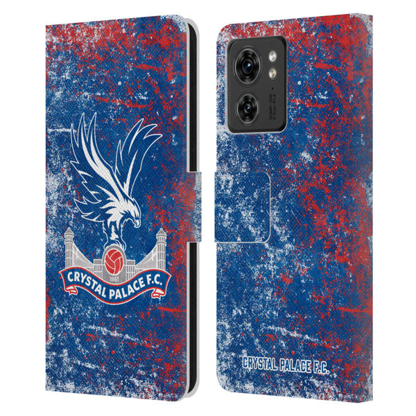 Crystal Palace FC Crest Distressed Leather Book Wallet Case Cover For Motorola Moto Edge 40