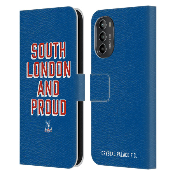 Crystal Palace FC Crest South London And Proud Leather Book Wallet Case Cover For Motorola Moto G82 5G