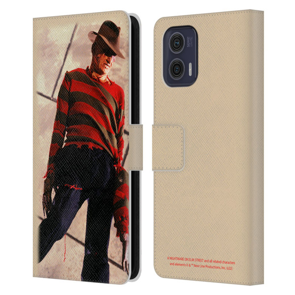 A Nightmare On Elm Street: The Dream Child Graphics Freddy Leather Book Wallet Case Cover For Motorola Moto G73 5G