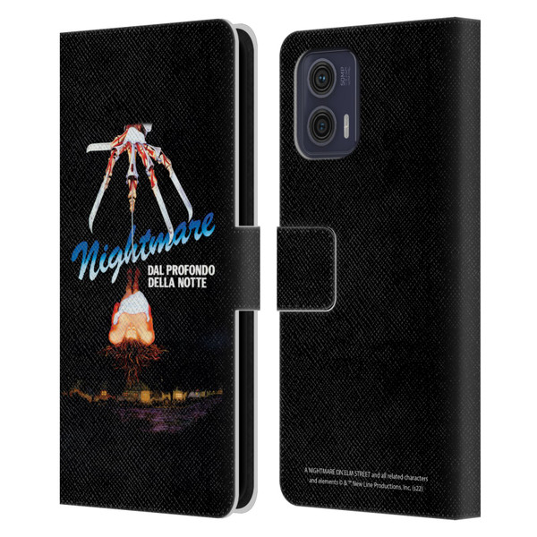 A Nightmare On Elm Street (1984) Graphics Nightmare Leather Book Wallet Case Cover For Motorola Moto G73 5G