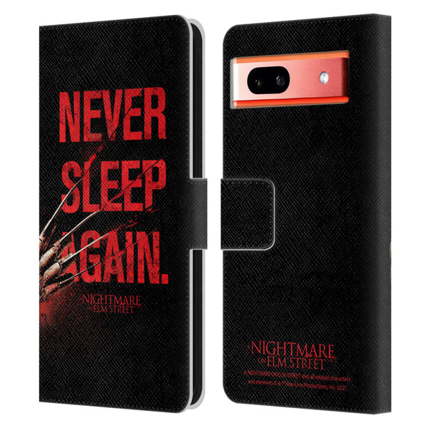 A Nightmare On Elm Street (2010) Graphics Never Sleep Again Leather Book Wallet Case Cover For Google Pixel 7a