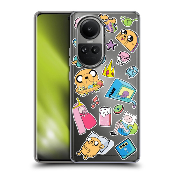 Adventure Time Graphics Icons Soft Gel Case for OPPO Reno10 5G / Reno10 Pro 5G