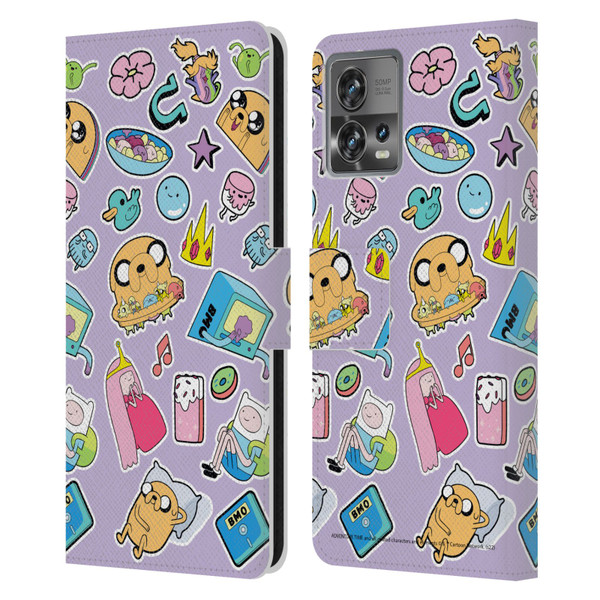 Adventure Time Graphics Icons Leather Book Wallet Case Cover For Motorola Moto Edge 30 Fusion