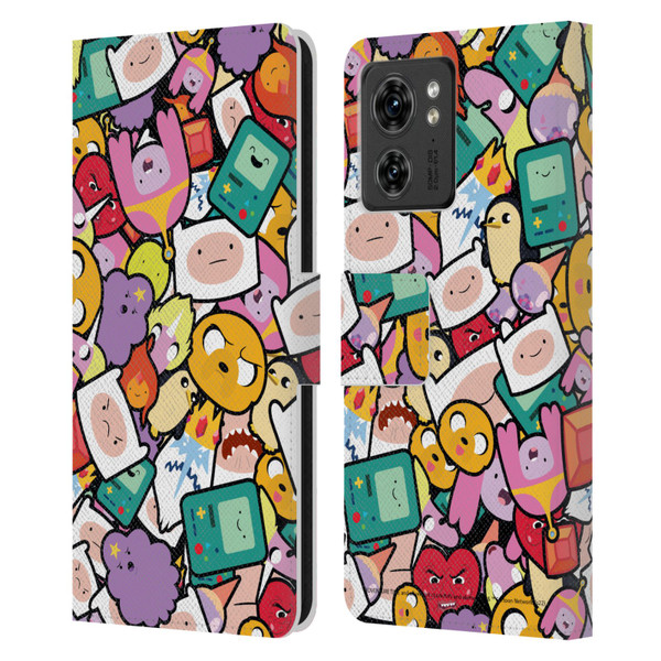 Adventure Time Graphics Pattern Leather Book Wallet Case Cover For Motorola Moto Edge 40