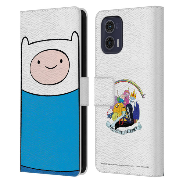 Adventure Time Graphics Finn The Human Leather Book Wallet Case Cover For Motorola Moto G73 5G