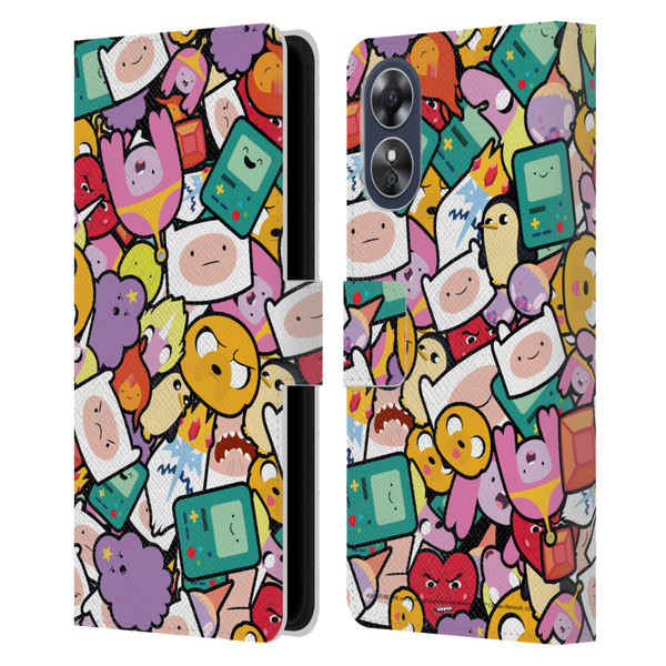 Adventure Time Graphics Pattern Leather Book Wallet Case Cover For OPPO A17