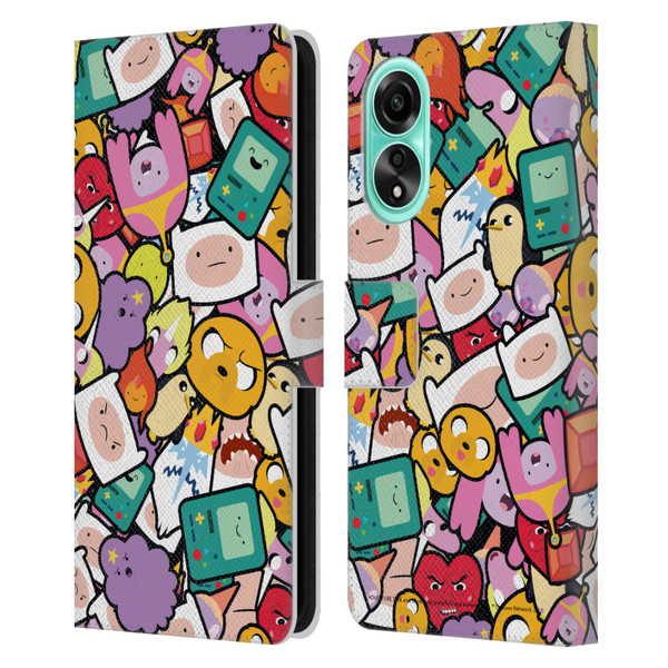 Adventure Time Graphics Pattern Leather Book Wallet Case Cover For OPPO A78 5G