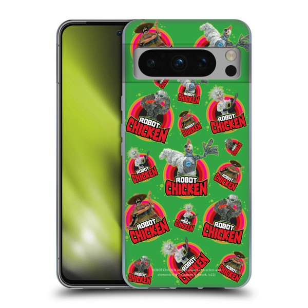 Robot Chicken Graphics Icons Soft Gel Case for Google Pixel 8 Pro