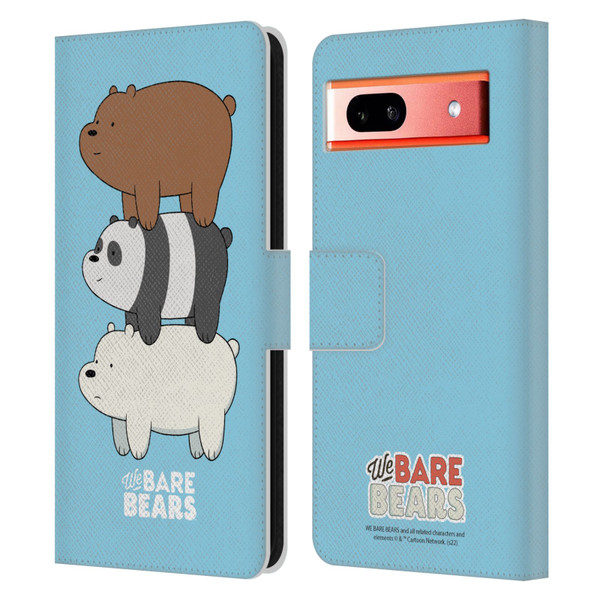 We Bare Bears Character Art Group 3 Leather Book Wallet Case Cover For Google Pixel 7a