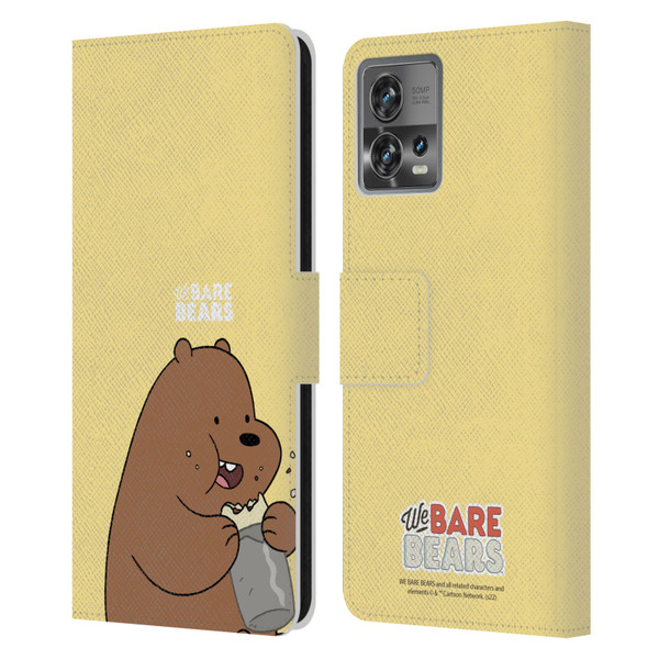 We Bare Bears Character Art Grizzly Leather Book Wallet Case Cover For Motorola Moto Edge 30 Fusion