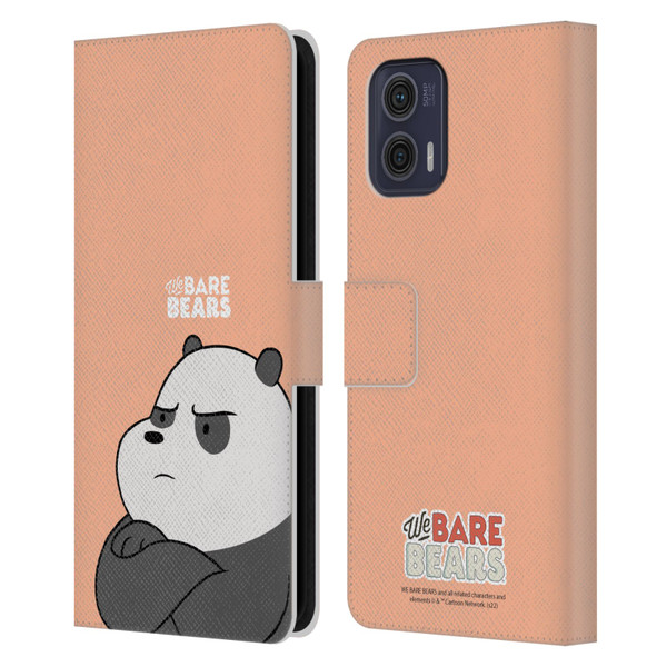We Bare Bears Character Art Panda Leather Book Wallet Case Cover For Motorola Moto G73 5G