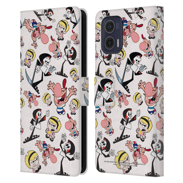 The Grim Adventures of Billy & Mandy Graphics Icons Leather Book Wallet Case Cover For Motorola Moto G73 5G