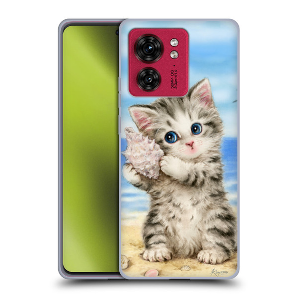 Kayomi Harai Animals And Fantasy Seashell Kitten At Beach Soft Gel Case for Motorola Moto Edge 40