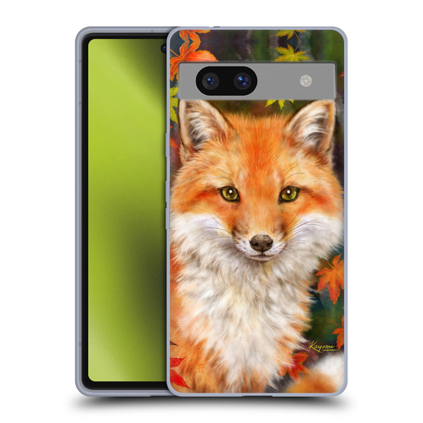 Kayomi Harai Animals And Fantasy Fox With Autumn Leaves Soft Gel Case for Google Pixel 7a