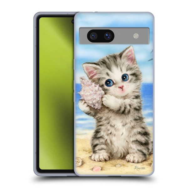 Kayomi Harai Animals And Fantasy Seashell Kitten At Beach Soft Gel Case for Google Pixel 7a