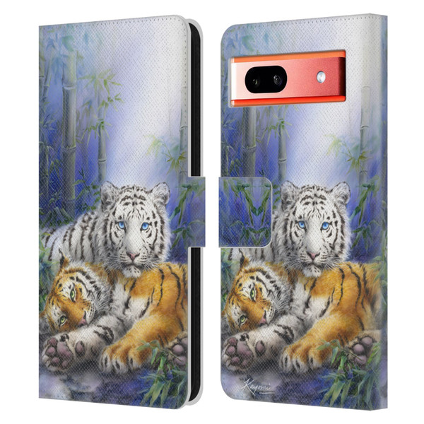 Kayomi Harai Animals And Fantasy Asian Tiger Couple Leather Book Wallet Case Cover For Google Pixel 7a