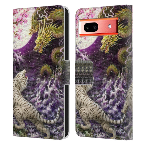 Kayomi Harai Animals And Fantasy Asian Tiger & Dragon Leather Book Wallet Case Cover For Google Pixel 7a