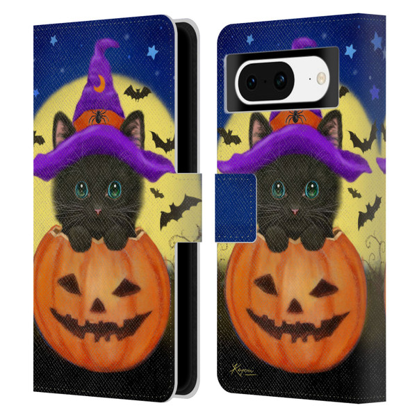 Kayomi Harai Animals And Fantasy Halloween With Cat Leather Book Wallet Case Cover For Google Pixel 8