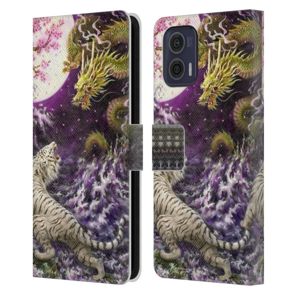 Kayomi Harai Animals And Fantasy Asian Tiger & Dragon Leather Book Wallet Case Cover For Motorola Moto G73 5G