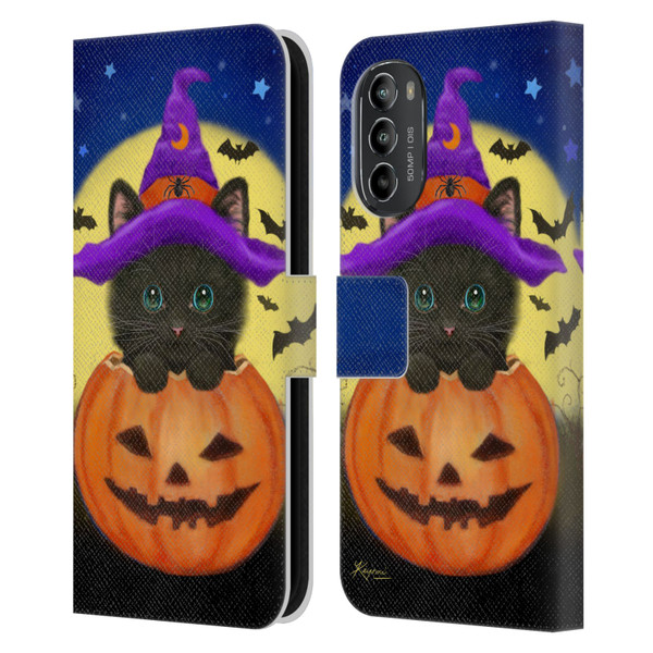 Kayomi Harai Animals And Fantasy Halloween With Cat Leather Book Wallet Case Cover For Motorola Moto G82 5G