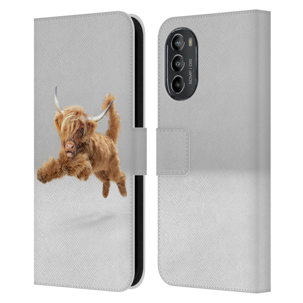 Pixelmated Animals Surreal Pets Highland Pup Leather Book Wallet Case Cover For Motorola Moto G82 5G