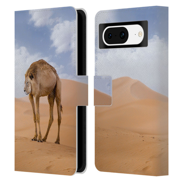 Pixelmated Animals Surreal Wildlife Camel Lion Leather Book Wallet Case Cover For Google Pixel 8