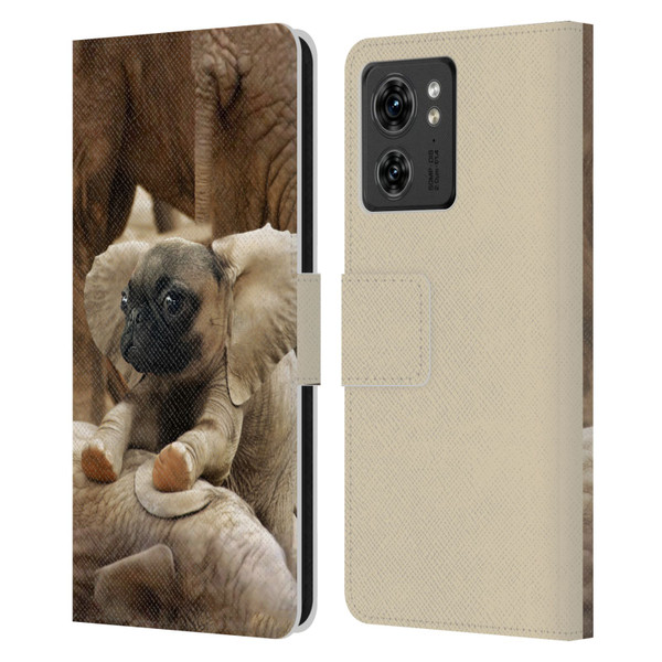 Pixelmated Animals Surreal Wildlife Pugephant Leather Book Wallet Case Cover For Motorola Moto Edge 40