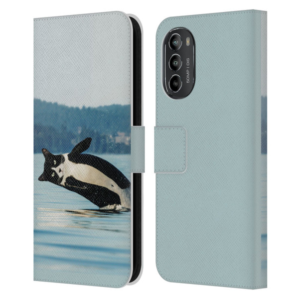 Pixelmated Animals Surreal Wildlife Orcat Leather Book Wallet Case Cover For Motorola Moto G82 5G